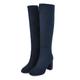 Women's Boots Ladies Shoes Valentines Gifts Riding Boots Party Daily Knee High Boots Block Heel Round Toe Vintage Casual PU Zipper Black Red Dark Blue