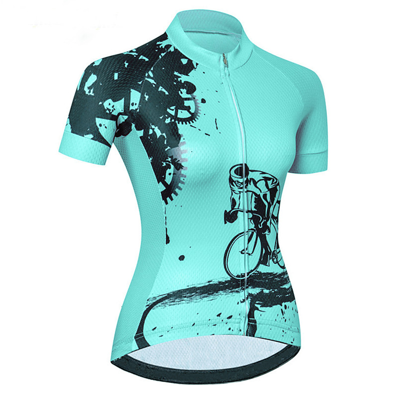 Women's Cycling Jersey Geometric Patterned Novelty Short Sleeve Bike Jersey Top with 3 Rear Pockets Mountain Bike MTB Road Bike Cycling UV Resistant Quick Dry Back Pocket Sweat-Wicking Sports Light