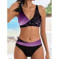 Women's Swimwear Bikini Plus Size Swimsuit 2 Piece Stripe Striped Push Up Summer Bathing Suits