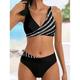 Women's Swimwear Bikini Plus Size Swimsuit 2 Piece Stripe Striped Push Up Summer Bathing Suits