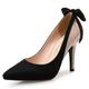 Women's Heels Pumps High Heels Valentine's Day Daily Color Block Bowknot Pumps Pointed Toe Suede Patent Leather Loafer Black Red