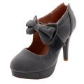 Women's Heels Pumps Mary Jane Plus Size Ankle Strap Heels Party Office Christmas Solid Color Bowknot Stiletto Heel Round Toe Elegant Vintage Fashion Walking PU Ankle Strap Dark Grey Dark Brown Black