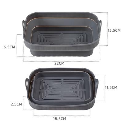 2pcs Foldable Air Fryer Silicone Basket Airfryer Oven Baking Tray Silicone Mold Pizza Fried Chicken Basket Reusable Pan Accessories