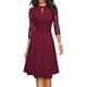 Women's Black Dress Work Dress Semi Formal Dress A Line Dress Fashion Midi Dress Hollow Out Crew Neck Long Sleeve Plain Regular Fit Black Pink Wine Fall Winter