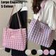 Women's Tote Shoulder Bag Hobo Bag Polyester Outdoor Shopping Daily Zipper Large Capacity Lightweight Durable Plaid Quilted Black White Pink