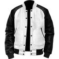 Men's Bomber Jacket Varsity Jacket Outdoor Daily Wear Leather Sleeved Spring Fall Plain Fashion Streetwear Stand Collar Short Black White Light Grey Dark Gray Jacket