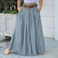 Women's Swing Work Skirts Long Skirt Maxi Skirts Pocket Split Solid Colored Office / Career Casual Daily Summer Polyester Streetwear coastalgrandmastyle Basic Summer Black Wine Royal Blue