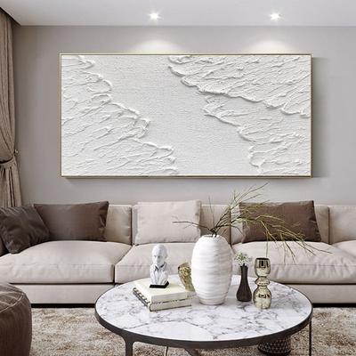 Handmade Large Sea Wave Canvas Oil Painting Hand Painted White Wall Art Decoration Handmade Ocean Landscape Knife Painting Home Decoration Decor Rolled Canvas