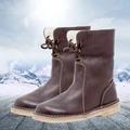 Women's Boots Snow Boots Waterproof Boots Winter Boots Outdoor Daily Fleece Lined Mid Calf Boots Winter Lace-up Flat Heel Low Heel Round Toe Vintage Casual PU Loafer dark brown Black Red