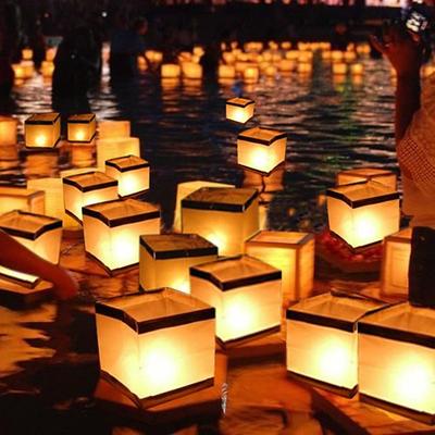 10PCS Square Paper Lantern With Floating Water Lanterns For Wedding Birthday Party No Candle 15X15CM/6"X6"