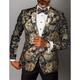 Men's Party Sparkly Blazer Jacket Floral Gothic Coat Disco 70s Plus Size Regular Tailored Fit Printing Single Breasted One-button Black Gold Red 2024