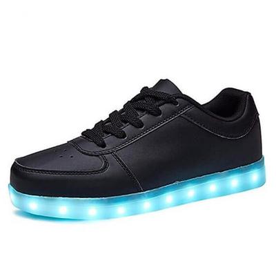 White Men's LED Light-Up Sneakers with Lace-Up Closure for Trendy and Nighttime Wear