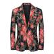 Men's Retro Casual Blazer Jacket Blazer Regular Slim Fit Regular Fit Floral Single Breasted One-button ArmyGreen Pink Red Sky Blue Orange Gold Green 2024