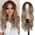 Long Brown Wigs for Women 22 inch Brown Long Body Wavy Full Wig Middle Parting Wigs Natural Looking Synthetic Wig for Daily Cosplay