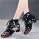 Women's Latin Shoes Modern Shoes Dance Boots Performance Wedding Party Evening Velvet Floral Bootie Fashion Party / Evening Stylish Pattern / Print Thick Heel Round Toe Lace-up Adults' Black