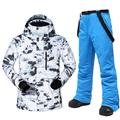 MUTUSNOW Men's Ski Jacket with Bib Pants Ski Suit Outdoor Winter Thermal Warm Waterproof Windproof Breathable Detachable Hood Snow Suit Clothing Suit for Skiing Snowboarding Winter Sports