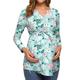 Women's Maternity Tops Pregnancy Shirts Floral Pattern Casual Comfort Pastoral Home Daily Vacation Cotton Breathable V Wire Long Sleeve Fall Winter White Light Green