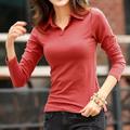 Women's Polo Shirt Plain Casual Black White Pink Long Sleeve Basic Shirt Collar Regular Fit Spring Fall