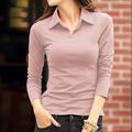 Women's Polo Shirt Plain Casual Black White Pink Long Sleeve Basic Shirt Collar Regular Fit Spring Fall