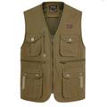 Men's Fishing Vest Hiking Vest / Gilet Sleeveless Outerwear Jacket Travel Cargo Safari Vest Top Outdoor Windproof Multi-Pockets Quick Dry Lightweight Fall Spring Cotton Army Green Khaki Hunting