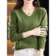 Women's Pullover Sweater Jumper V Neck Ribbed Knit Polyester Knitted Fall Winter Regular Outdoor Daily Going out Fashion Casual Soft Long Sleeve Solid Color Forest Green Cherry Red Red bean paste M L