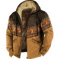 Men's Full Zip Hoodie Jacket Brown Brown 2 Brown 4 Brown 3 Hooded Animal Color Block Graphic Prints Zipper Print Casual Daily Holiday 3D Print Fleece Designer Thin fleece Winter Clothing Apparel