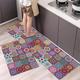 Boho Style Kitchen Mat Kitchen Rug Set of 2 Pcs,Perfect for Kitchen, Bathroom, Living Room, Soft, Absorbent Microfiber Material, Non-Slip, Easy Clean Machine Washable Floor Runner