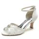 Women's Wedding Shoes Valentines Gifts Party Embroidered Wedding Sandals Bridal Shoes Bridesmaid Shoes Rhinestone Lace Low Heel Peep Toe Elegant Fashion Lace Ankle Strap Black White Ivory