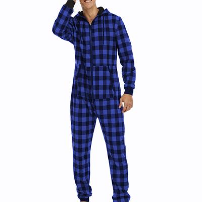 Men's Loungewear Sleepwear Onesie Pajamas 1 PCS Grid / Plaid Fashion Comfort Soft Home Bed Polyester Warm V Wire Basic Spring Fall Black Red