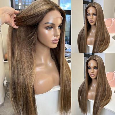 Remy Human Hair 13x4 Lace Front Wig Free Part Brazilian Hair Silky Straight Brown Wig 130% 150% Density Natural Hairline 100% Virgin For Women Long Human Hair Lace Wig