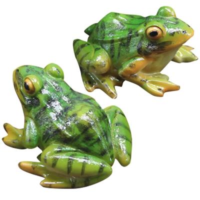 2 Pieces Cute Resin Frog Garden Statue Bonsai Flowerpot Decoration Props for Desk Outdoor Garden Sculpture Decor Ornament