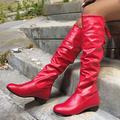 Women's Boots Slouchy Boots Plus Size Knee High Boots Outdoor Daily Solid Color Knee High Boots Winter Block Heel Pointed Toe Elegant Casual Minimalism Walking PU Zipper Black White Red