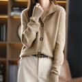 Women's Cardigan Sweater Stand Collar Knit Acrylic Button Knitted Fall Winter Outdoor Home Daily Stylish Basic Casual Long Sleeve Pure Color Camel Brown Beige One-Size S M