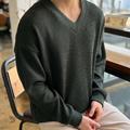 Men's Sweater Pullover Sweater Jumper Ribbed Knit Cropped Knitted Solid Color V Neck Keep Warm Modern Contemporary Work Daily Wear Clothing Apparel Fall Winter Light Grey Dark Grey M L XL