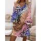 Women's Graphic Color Block Print V Neck Flared Sleeve Mini Dress Classic Daily Vacation 3/4 Length Sleeve Summer Spring