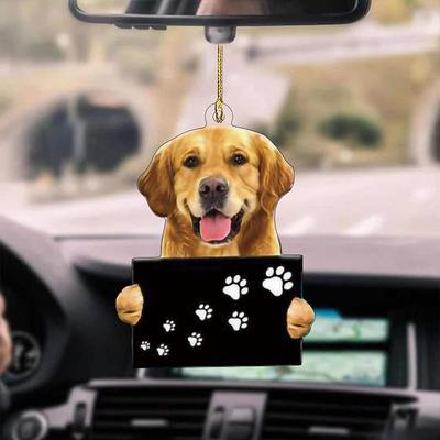 Cute Dog Ornament Lovely Acrylic Animal Car Hanger Car Decor Two Sided Ornament