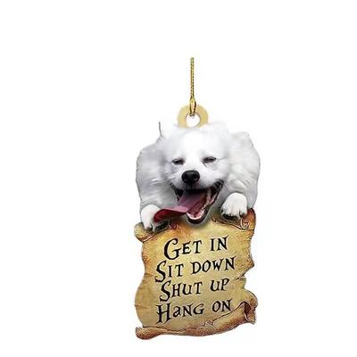 Cute Dog Ornament Lovely Acrylic Animal Car Hanger Car Decor Two Sided Ornament