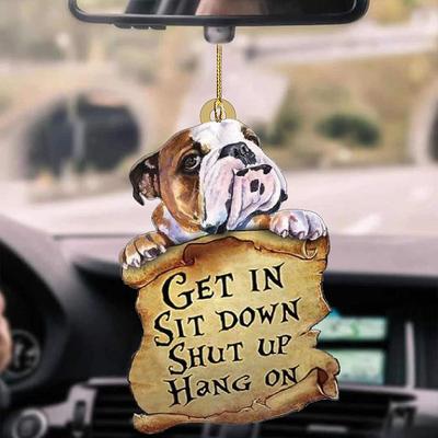 Cute Dog Ornament Lovely Acrylic Animal Car Hanger Car Decor Two Sided Ornament