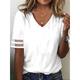 Women's T shirt Tee Plain Daily Weekend Black White Mesh Short Sleeve Basic V Neck Regular Fit