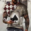 Men's Shirt T shirt Tee Tee Distressed T Shirt Graphic Plaid / Check Poker Crew Neck Black-White Red / White Black Blue Purple 3D Print Plus Size Casual Daily Short Sleeve Clothing Apparel Designer