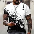 Men's Shirt T shirt Tee Tee Distressed T Shirt Graphic Plaid / Check Poker Crew Neck Black-White Red / White Black Blue Purple 3D Print Plus Size Casual Daily Short Sleeve Clothing Apparel Designer