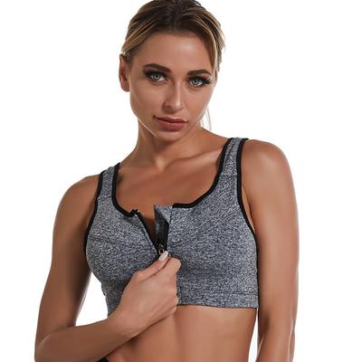 Women's High Support Sports Bra Running Bra Wirefree Zip Front Bra Top Padded Yoga Gym Workout Running High Impact Breathable Quick Dry Spandex Black Blue Purple Solid Colored