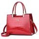 Women's Handbag Crossbody Bag Shoulder Bag Boston Bag PU Leather Office Valentine's Day Daily Zipper Large Capacity Durable Multi Carry Solid Color Crocodile Wine Red Earthy yellow Black
