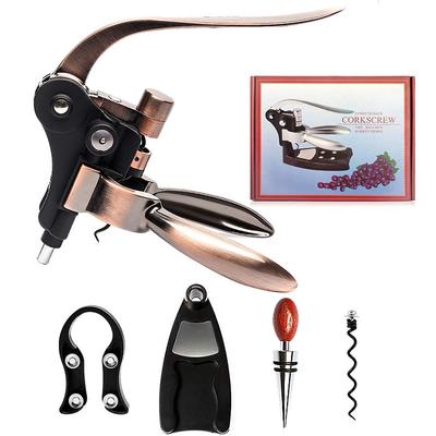 Wine Bottle Opener Rabbit Corkscrew Set Demenades Wine Opener Kit with Foil Cutter Wine Stopper and Extra Spiral Copper Silver