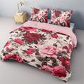 Designer Roses Floral Pattern Duvet Cover Set Comforter Set 3-Piece Luxury Weighted Cotton Bedding Set Home Decor Gift King Queen Duvet Cover