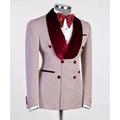 Burgundy Men's Prom Suits Fall Wedding Prom Party Formal Suits 2 Piece Patterned Tailored Fit Single Breasted Two-buttons 2024
