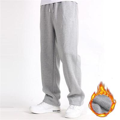 Men's Sweatpants Jogging Pants Straight Leg Sweatpants Sports Pants Elastic Waist Straight Leg Solid Color Warm Daily Sports Streetwear Black Navy Blue Micro-elastic