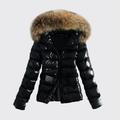 Women's Winter Jacket Winter Coat Parka Warm Breathable Outdoor Daily Wear Going out Pocket Fur Collar Zipper Hoodie Active Fashion Comfortable Street Style Solid Color Regular Fit Outerwear Long