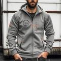 1776 Mens Graphic Hoodie Zip Up Hoodies Jacket Black White Wine Navy Blue Dark Gray Hooded Letter Print Sports Outdoor Casual Daily Streetwear Designer Grey Cotton