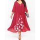 Women's Plus Size Curve Work Dress Floral V Neck Ruched 3/4 Length Sleeve Spring Summer Work Elegant Midi Dress Layered Formal Vacation Dress